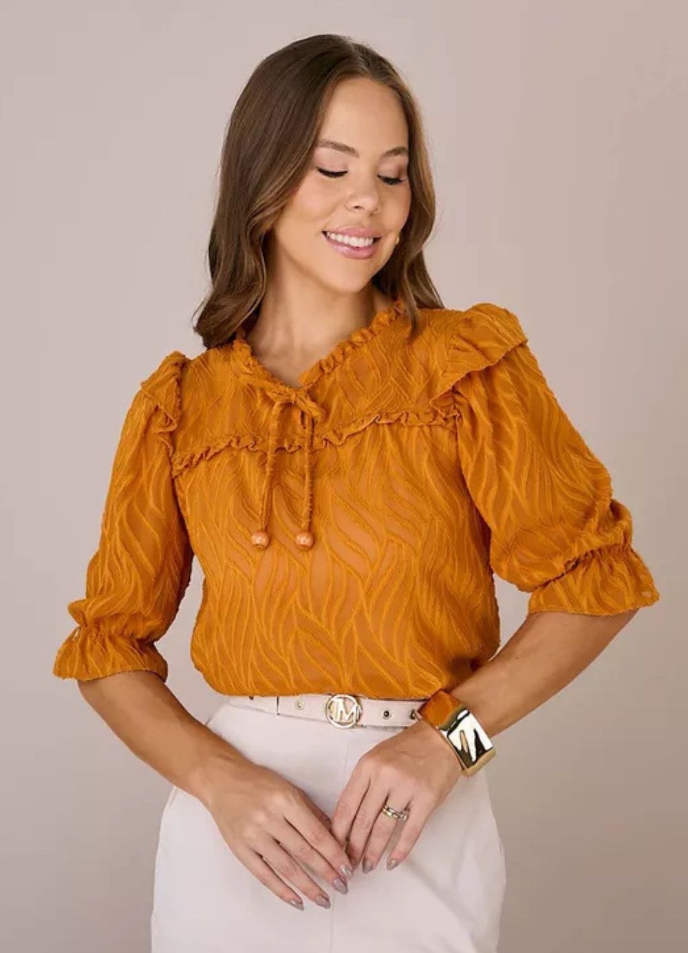 Blusa Crepe Mangas 2/4