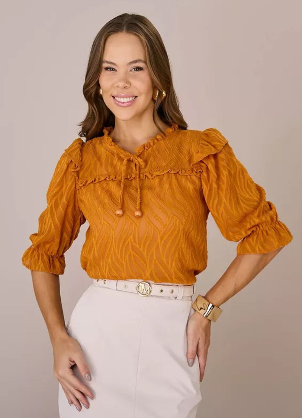Blusa Crepe Mangas 2/4