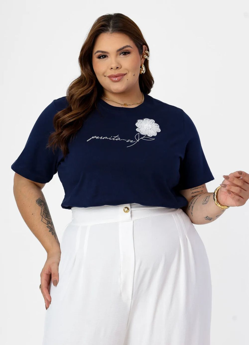 T-shirt plus size flor