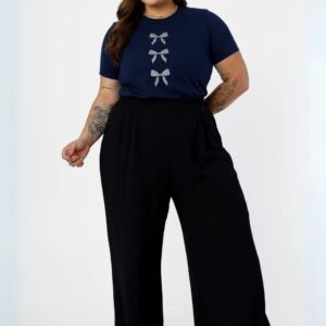 T-shirt Plus Size Tres Lacos Azul Marinho Brilhante - Tam G1