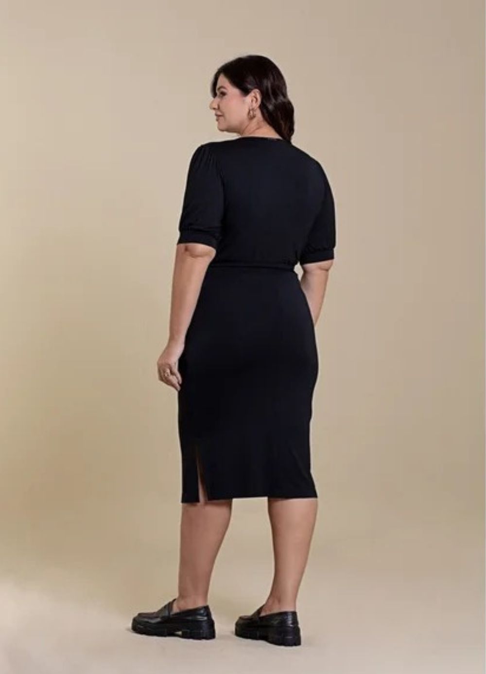 Vestido Midi De Viscolycra Com Lastex