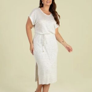 Vestido Plus Size Midi De Tricô Com Decote V Hadaza