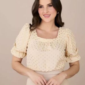 Blusa Bege Feminina Elegância Tam. M - Tata Martelo