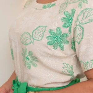 Blusa de Viscolinho Estampa Verde Ilumny