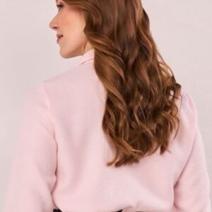 Camisa Maquinetada Bordado Rosa Claro Elegante - Tam PP