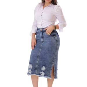 Saia Jeans Longa Vechi Elegante 75cm 42