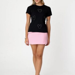 T-shirt Mickey Rosto Stras Brilhante e Estilosa Tam. G