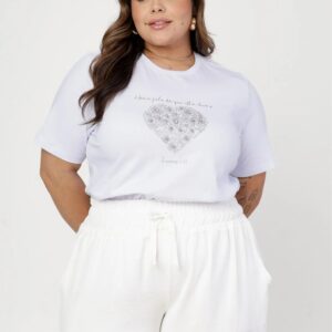 T-shirt Plus Size Boca Fala Coração Branco Tam. G1