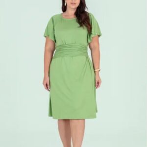 Vestido de Suede Plus Size com Faixa para Amarração Tam. GG