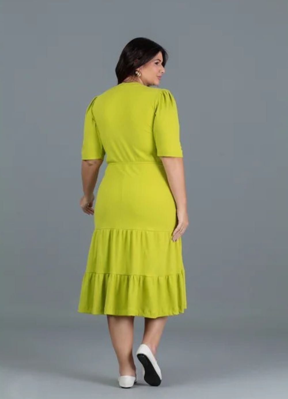 vestido midi canelado