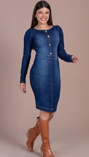 vestido jeans longo
